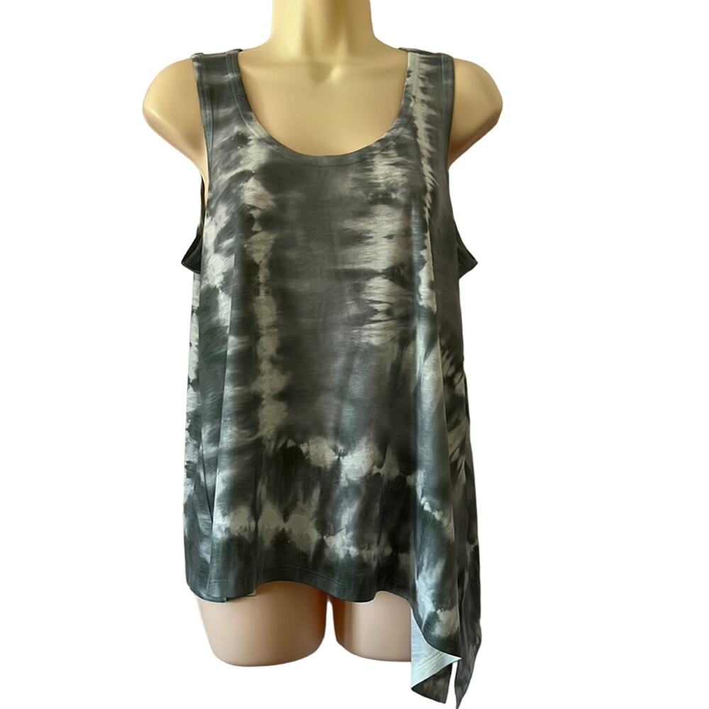 Democracy Size S Green Tie Dye Knit Tank Top Asymmetrical Comfy